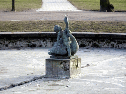 Fountain `The Boy on the Swan` at the center of the Rosenborg Castle Gardens