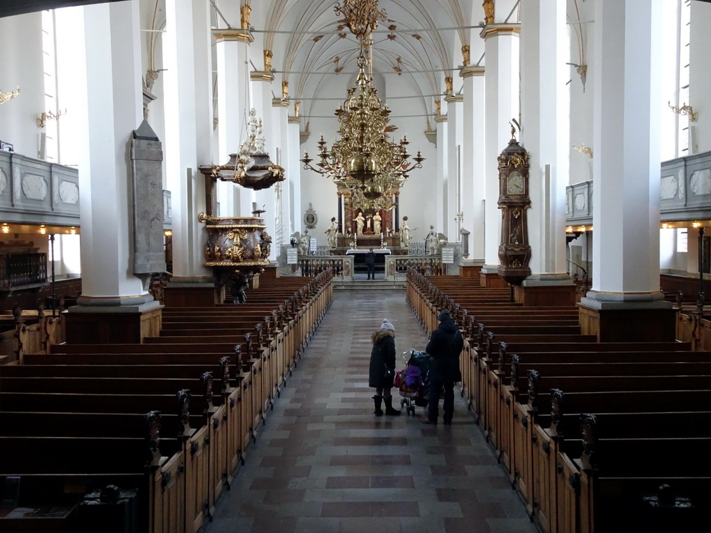 Nave and apse of the Trinitatis Church, viewed from a door in the Rundetaarn tower