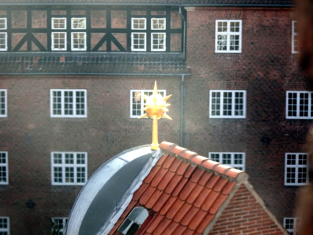 Roof with decoration of the Regensen student dormitory, viewed from the ramp of the Rundetaarn tower