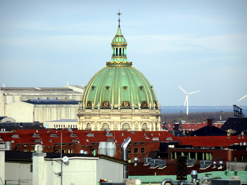 The dome of Frederik`s Church, viewed from the ramp of the Rundetaarn tower