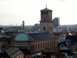 The southwest side of the city with the Copenhagen Cathedral, viewed from the viewing platform at the top of the Rundetaarn tower