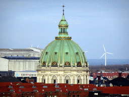 The northeast side of the city with the dome of Frederik`s Church, viewed from the viewing platform at the top of the Rundetaarn tower