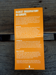 Information on the Observatory of the Rundetaarn tower