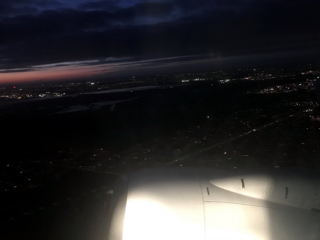 The southeast side of Copenhagen, viewed from the airplane to Amsterdam, by night