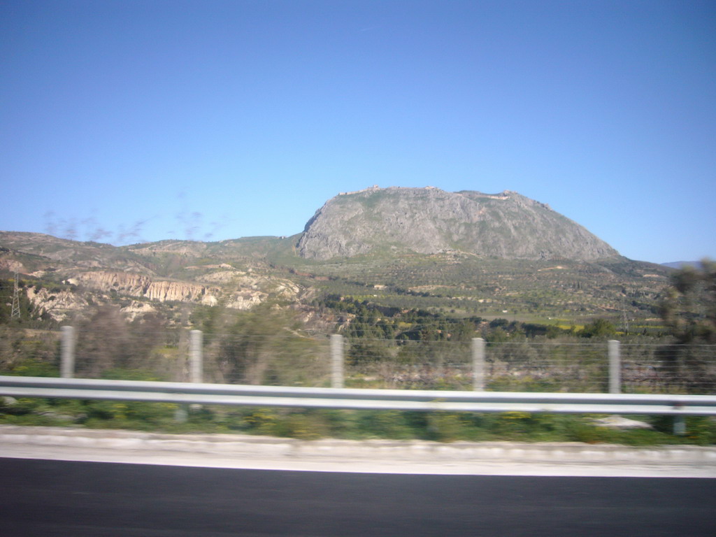 Acrocorinth, from tour bus