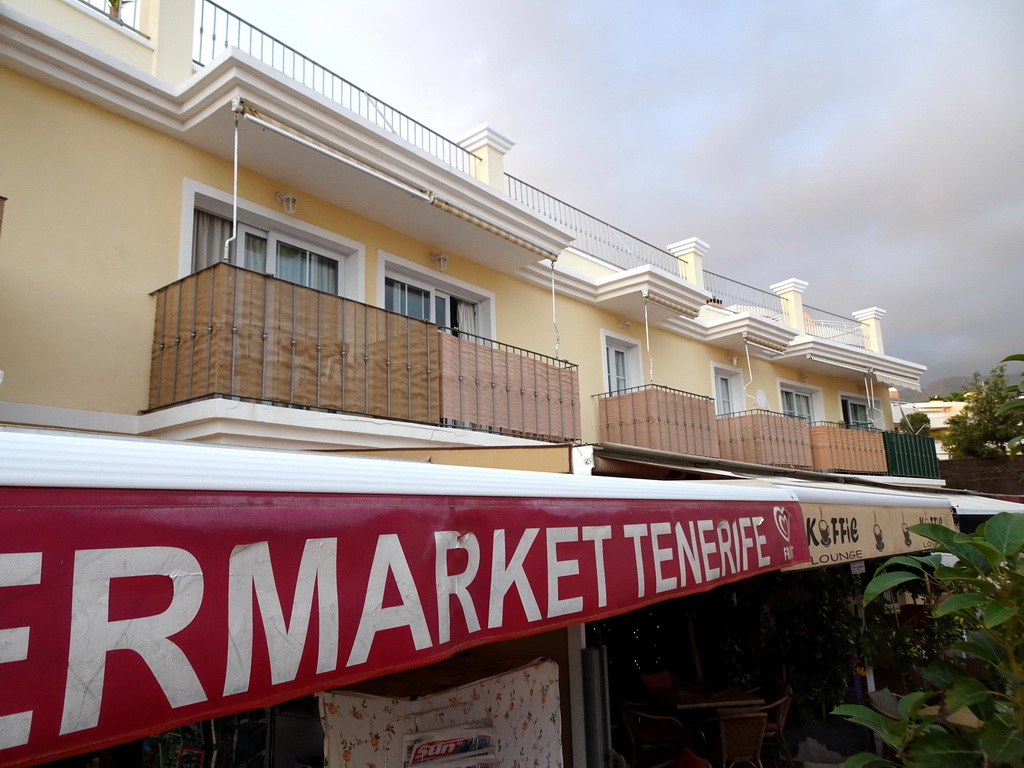 Facade of the Beachfront Apartments in Costa Adeje, viewed from the Calle las Artes street