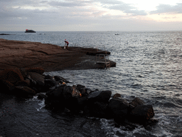 The Playa La Caleta beach, viewed from the Playa El Varadero beach, at sunset