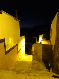 The Calle B. La Caleta alley and the Playa La Caleta beach, by night