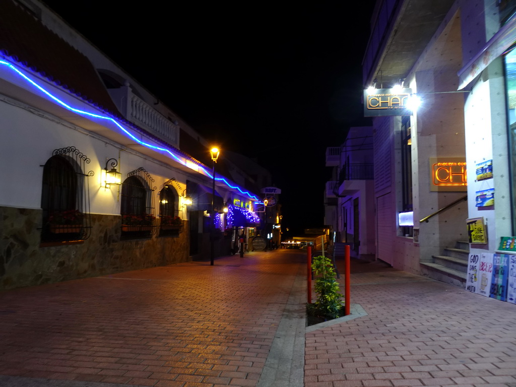 The Calle El Muelle street, by night