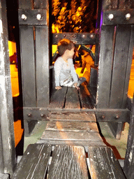 Max at the playground at the Calle los Pescadores street, by night