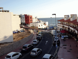 The Calle las Artes street, viewed from the swimming pool of the Beachfront Apartments in Costa Adeje