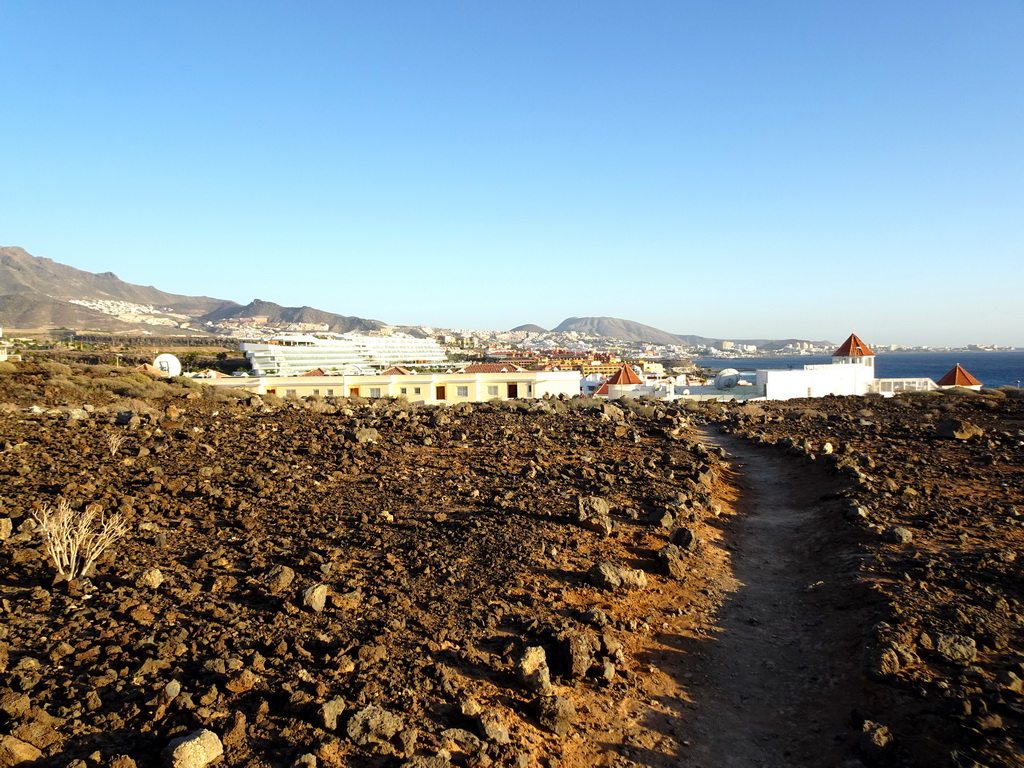 Apartment buildings and the path at the La Cueva hill