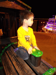 Max at the playground at the Calle los Pescadores street, by night