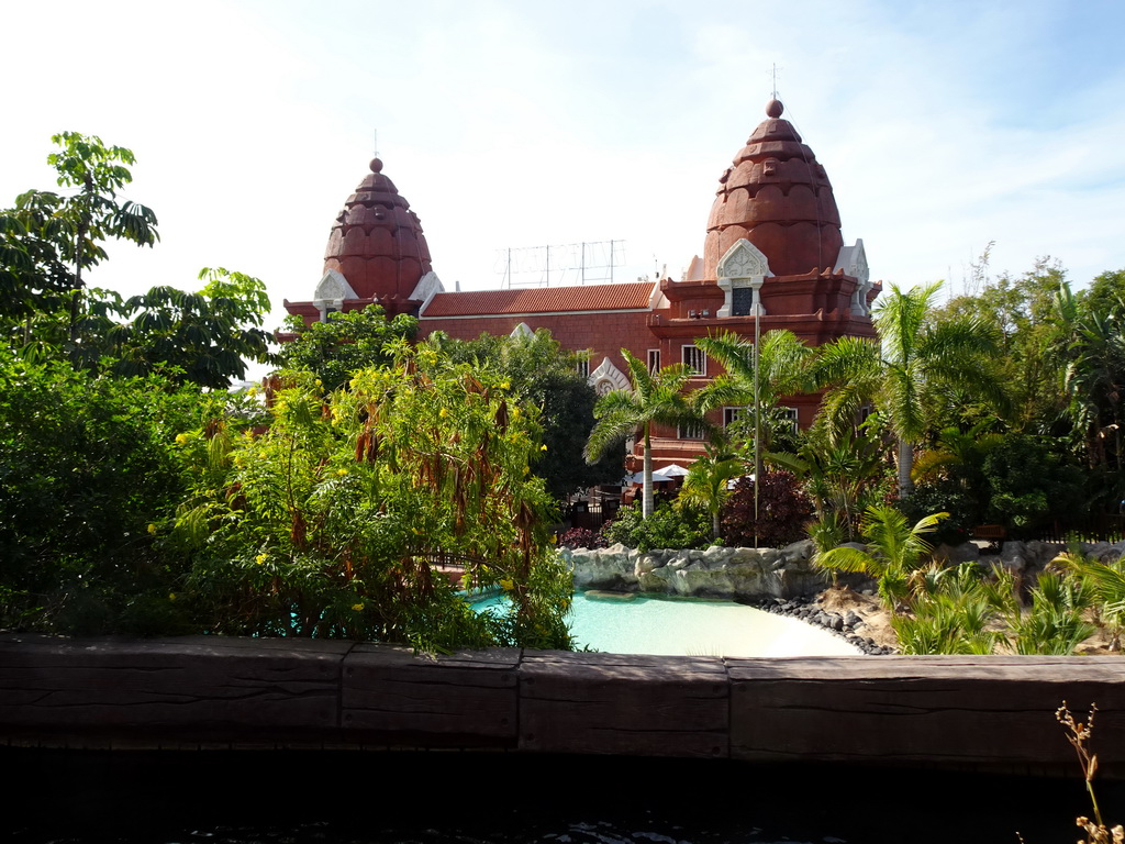 Back side of the entrance and the Sea Lion Island at the Siam Park water theme park