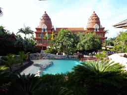 Back side of the entrance and the Sea Lion Island at the Siam Park water theme park