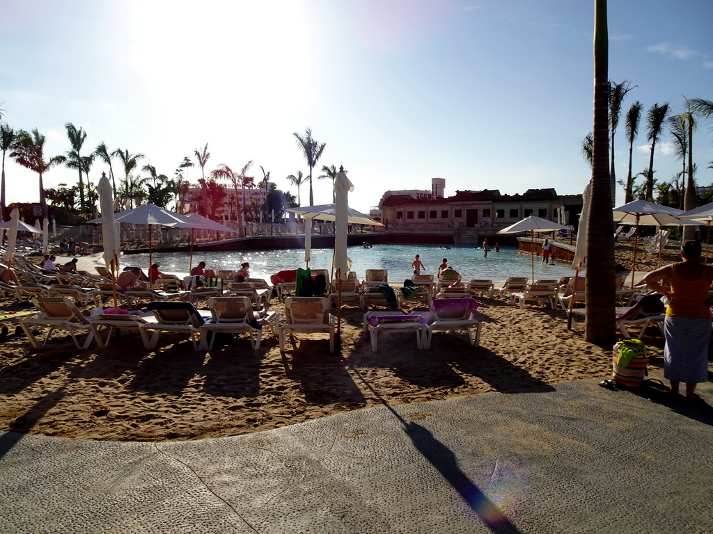 Sunbeds at Coco Beach at the Siam Park water theme park