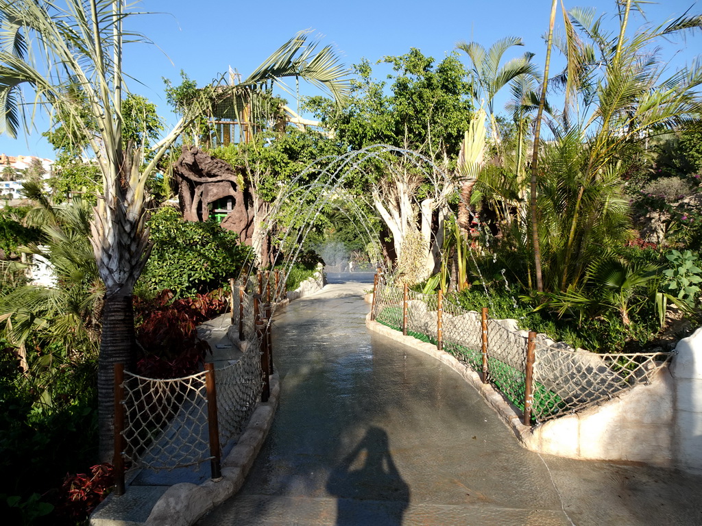 Fountain at the Bodhi Trail attraction at the Siam Park water theme park