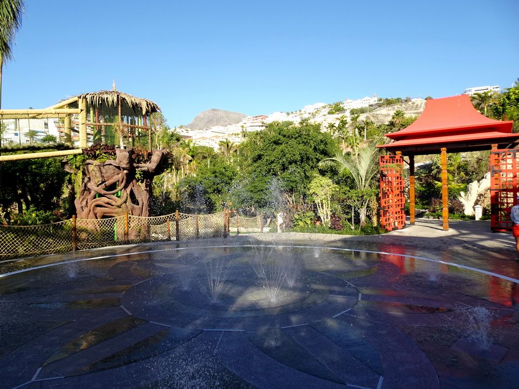 Fountain at the Bodhi Trail attraction at the Siam Park water theme park