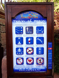 Sign at the Tower of Power attraction at the Siam Park water theme park
