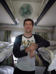 Tim in the sleeper train from Kunming to Dali