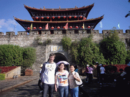 Tim, Miaomiao and Miaomiao`s mother at the South Gate of the Old Town of Dali