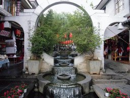 Waterfalls in Foreigner`s Street (Huguo Road) in the Old Town of Dali