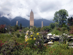 The Three Pagodas, from a garden