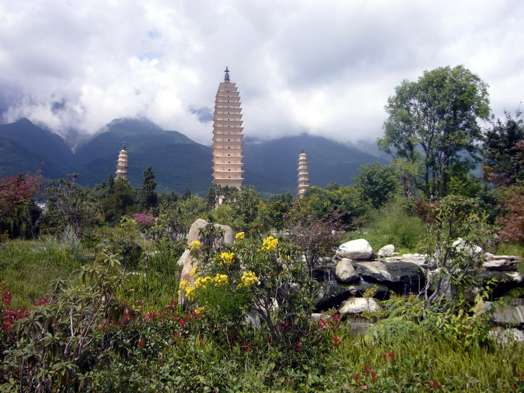 The Three Pagodas, from a garden