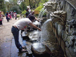 Miaomiao at fountain in Butterfly Spring Park