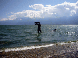 Statues in the water at Nanzhao Fengqing Island in Erhai Lake