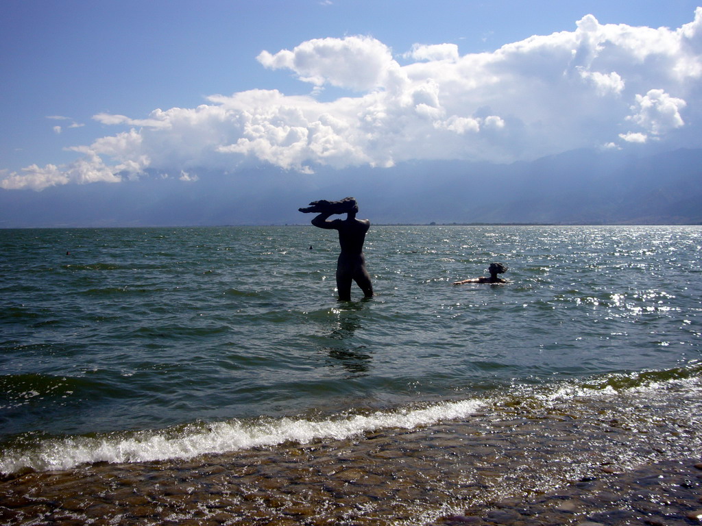 Statues in the water at Nanzhao Fengqing Island in Erhai Lake