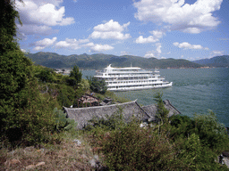 Our boat in the harbour of Nanzhao Fengqing Island in Erhai Lake