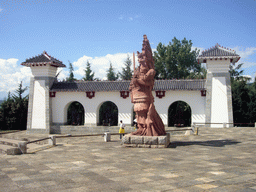 Statues in front of palace on Nanzhao Fengqing Island in Erhai Lake