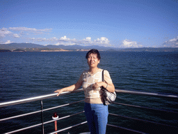 Miaomiao`s mother on our boat on Erhai Lake