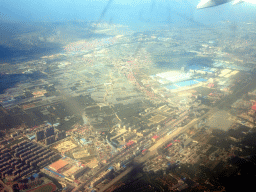 The Yingchengzicun neighbourhood at the west side of the city, viewed from the airplane from Beijing