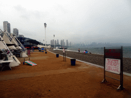 The beach at Binhai Road and skyscrapers at the Xihaitun neighbourhood