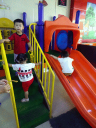 Max and his cousin playing at the Yon Ho restaurant