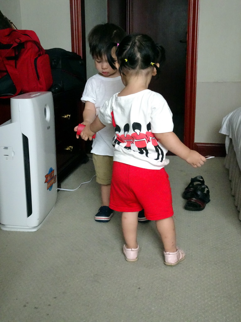 Max and his cousin at his grandparents` room at the New Sea View International Hotel