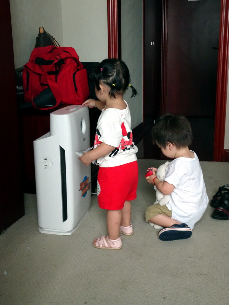 Max and his cousin at his grandparents` room at the New Sea View International Hotel