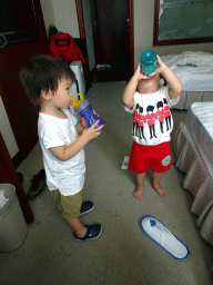 Max and his cousin at his grandparents` room at the New Sea View International Hotel