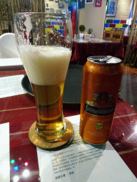 Feldschlösschen Hefeweizen beer at the Tribes restaurant in a shopping mall at Fushun Street