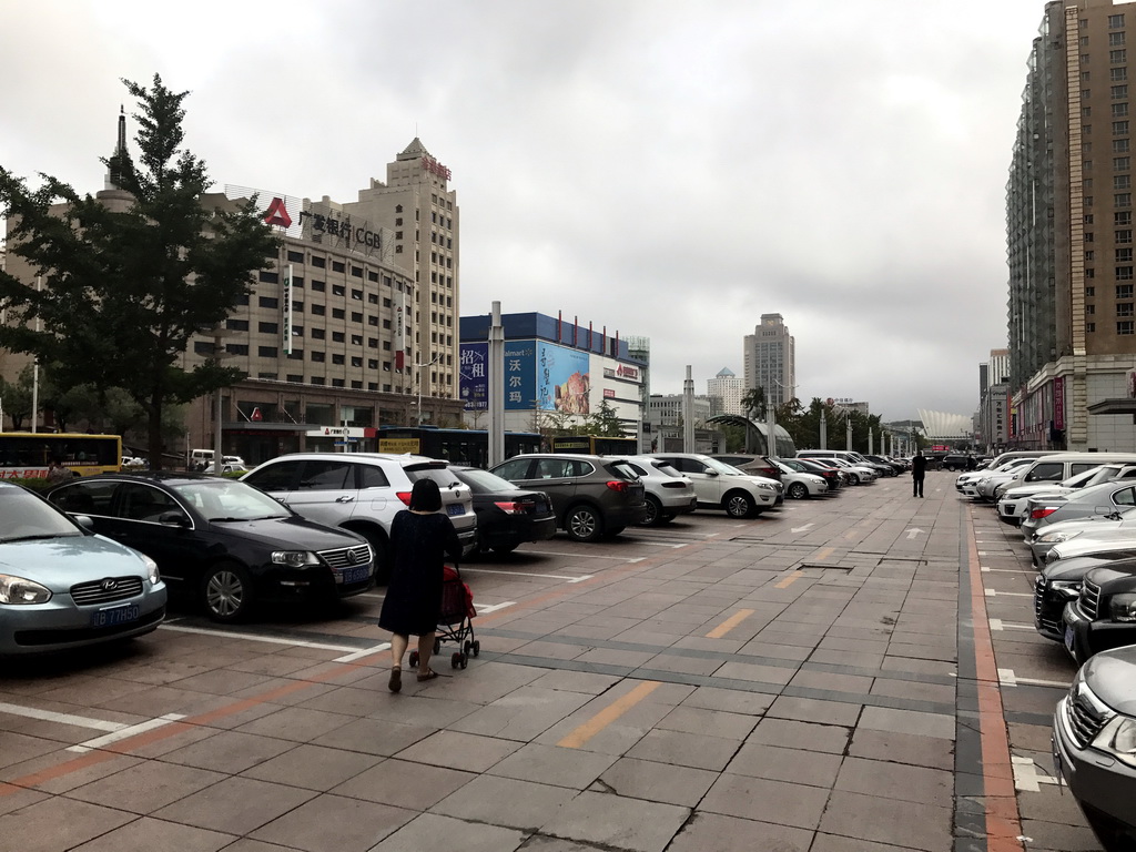 Miaomiao`s sister and niece at Jinma Road with the Dalian Development Area Grand Theatre