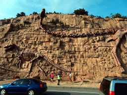 Rock with dinosaur skeletons at Binhai Road