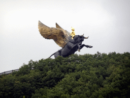 Flying Bull statue at the Dongshan Scenic Area, viewed from Binhai Road
