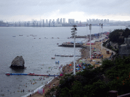 Haijingyuan beach and the harbour at Heshang Island, viewed from the central square at Binhai Road