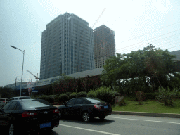 Skyscrapers at the Liaohe West Road, viewed from the taxi