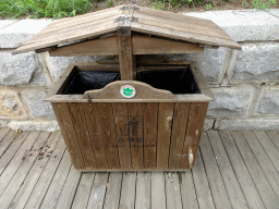 Trash can with Chinglish explanation at the Dalian Jinshitan Coastal National Geopark