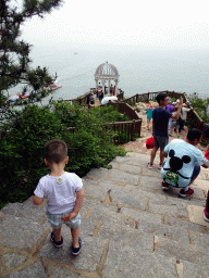 Max on the road to the pavilion at the Dalian Jinshitan Coastal National Geopark