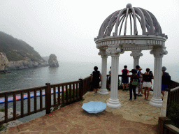 Pavilion and rock at the Dalian Jinshitan Coastal National Geopark