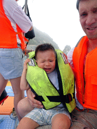 Tim and Max on the ferry at the Dalian Jinshitan Coastal National Geopark